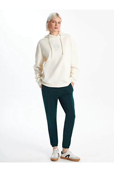 LC Waikiki Γυναικεία χοντρή κουκούλα XSIDE ανοιχτό μπεζ με στάμπα