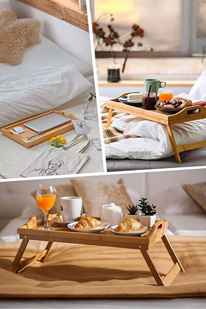 btm home Çok Amaçlı Katlanır Bambu Tepsi ve Masa