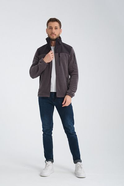 Store Men's Black Full Zipper Antipilling Non Pilling Softshell Garnished Fleece Jacket