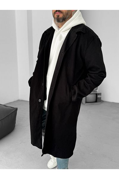 BYBASICMAN Black Pocketed Gabardine Coat B-4003