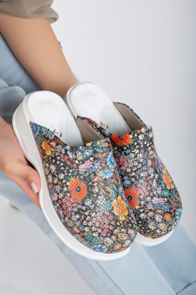 BLUMSABOTERLİK Genuine Leather Orthopedic Slippers for Women - Nurse, Doctor, Veterinary, Dentist, Teacher, Cook, Gastro Blum Sabo