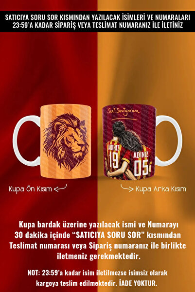 PembeCadde Erkek Kız Sevgililere Özel Ad Ve Numaralı Kupa Kahve Bardak Kadın