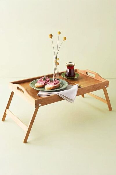 btm home Multi-Purpose Folding Bamboo Tray and Table