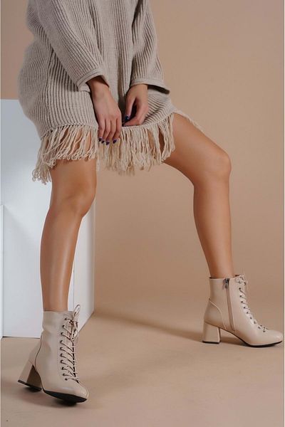 Kids Club Shoes Γυναικείες μπότες με κορδόνια με χαμηλό τακούνι - Kocamanlar NUT