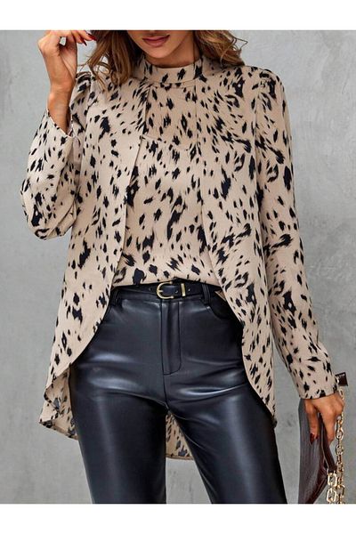 Trendusfashion Γυναικεία υφαντή μπλούζα με μακρυμάνικο ημι ζιβάγκο