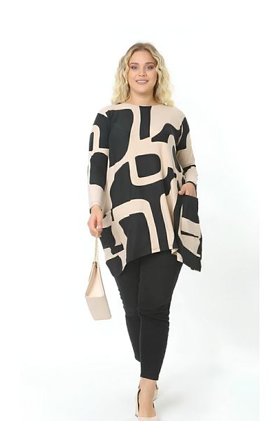 özle fashion Women's Large Size Patterned Pocket Tunic