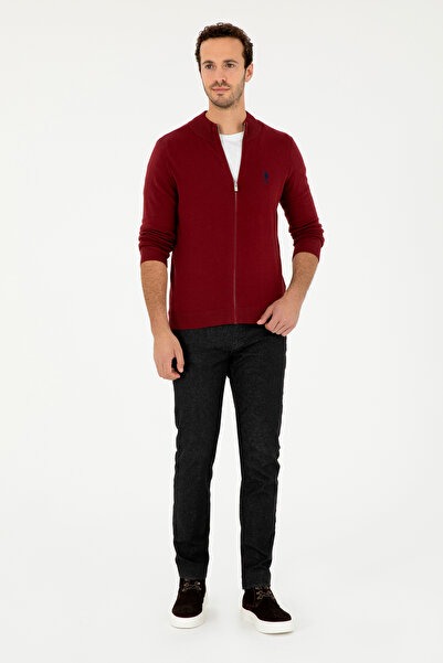 U.S. Polo Assn. Men's Burgundy Basic Knitwear Cardigan 50293526 -Vr014