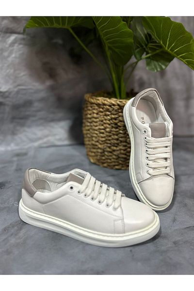 POTEEN Ptn Anatomic Interior și Exterior Piele șiret Talpă subțire Pantofi sport zilnic Pantofi alb 3602