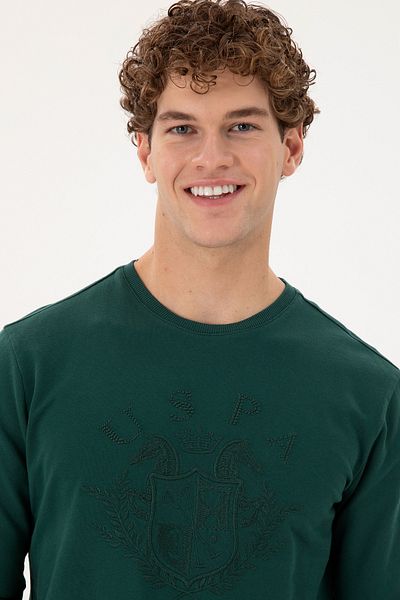 U.S. Polo Assn. Dark Green Men's Sweatshirt - Regular Fit, Crew Neck 50290582 -Vr079