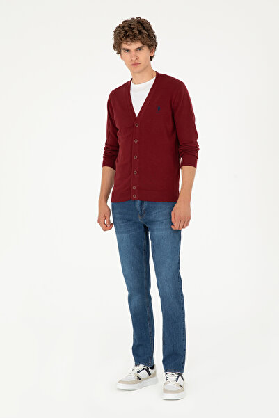 U.S. Polo Assn. Erkek Bordo Basic Triko Hırka 50293531-VR014