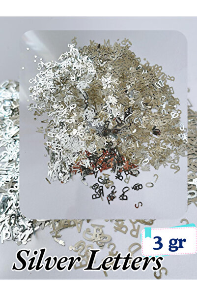 Sirius Hobi Epoksi Reçine Gümüş Harfler Tırnak Makyaj Chunky Glitter 5 gr Hologramlı Sim 2x2,5gr Kutulu