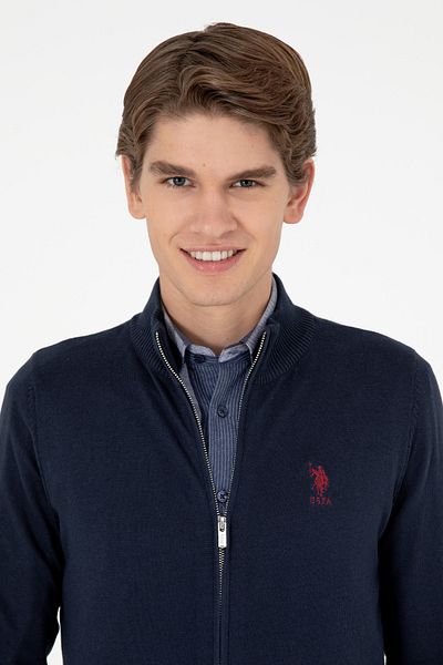 U.S. Polo Assn. Men's Navy Blue Basic Knitwear Cardigan 50293526 -Vr033