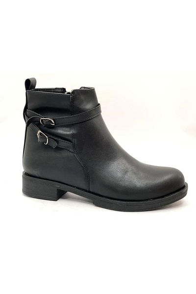 KCMN 2012 Model Ayakdaş Women's Boots - Flat Sole, Black-Skin