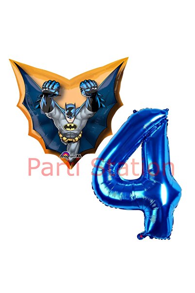 Parti Station Batman 4 Yaş Lacivert Rakam Balon Set Yarasa Adam Batman Doğum ...