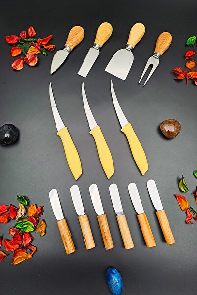SWENCRAFT 6 Pcs Bamboo Butter - Jam, Chocolate and Cheese Knife, 3 Pcs Steel Serrated Kitchen Knife