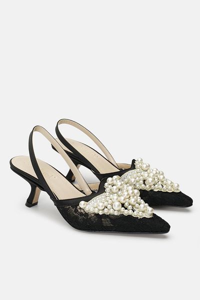 Jorbinol Rochie de seara brodata din dantela Dasha Pearl Pantofi dama