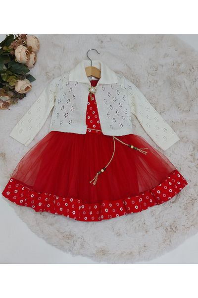 Şenkız Rochie pentru fete Tricotaj Bolero Tulle Eid Jacquard Rochie pentru fete