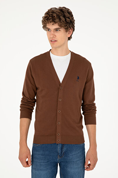 U.S. Polo Assn. Erkek Kahverengi Basic Triko Hırka 50293531-VR029