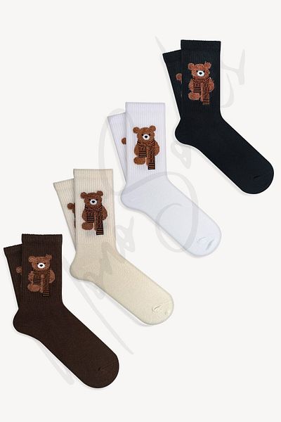 Mono Socks 4 Συσκευασίες βελούδινες κάλτσες αρκουδάκι