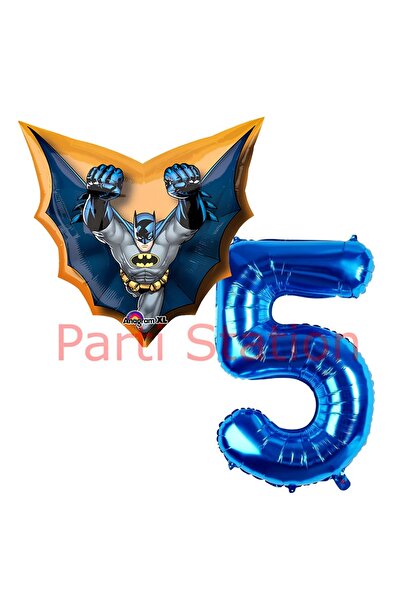 Parti Station Batman 5 Yaş Lacivert Rakam Balon Set Yarasa Adam Batman Doğum ...