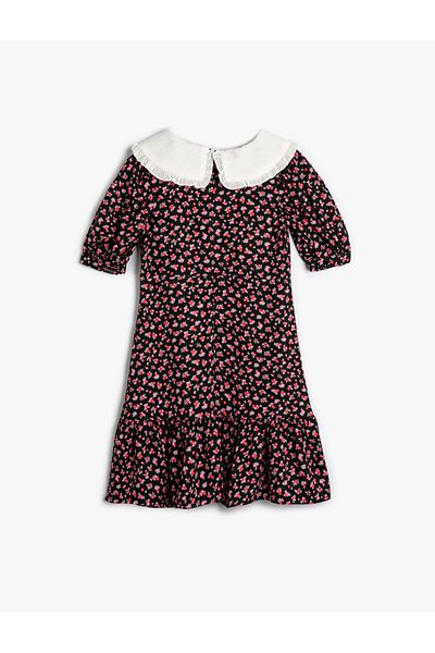 Koton Viscose Floral Dress Baby Collar