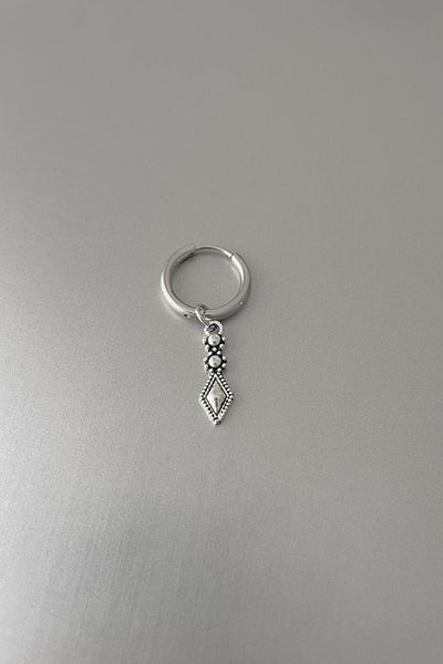 Jaida Moda Unisex Silver Figured Dangle Steel Hoop Earrings