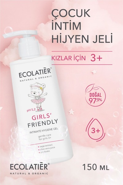 ECOLATIER Çocuk İntim Yıkama Jeli 3+ Kız Çocuğu Dostu, Aloe Vera, Adaçayı, Pr...