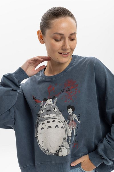 S-Ponder Women's Totoro and Mei Design Sweatshirt 100% Cotton Long Sleeve