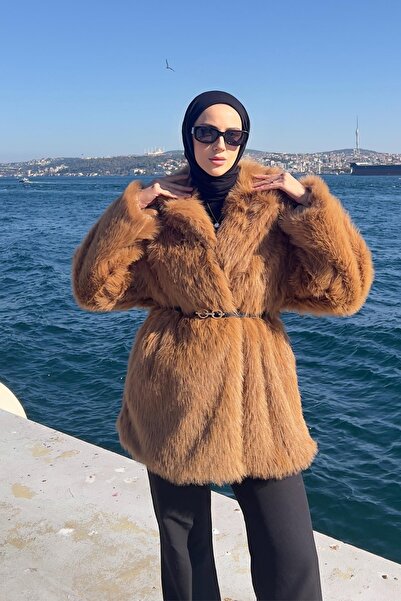 STİLBOON Kürk Kaban 06056 Kahve