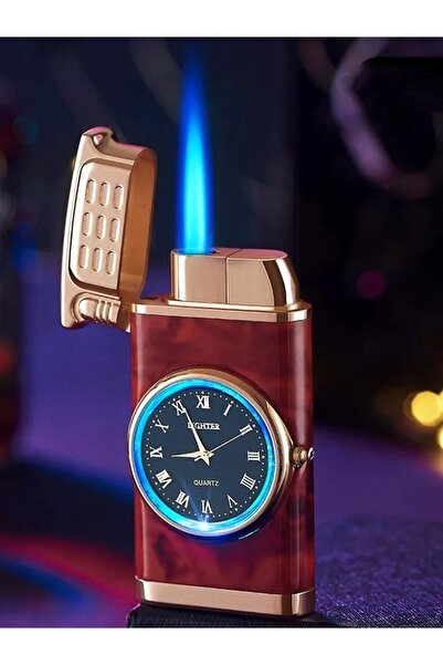 AVİPOLES Saatli Çakmak Ahşap Renk Özel Işıklı Çakmak