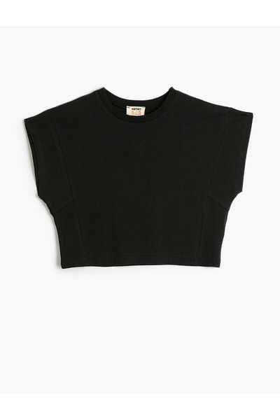 Koton Basic-Kurzarm-T-Shirt aus Baumwolle mit Rundhalsausschnitt