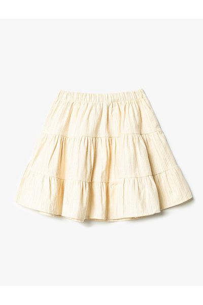 Koton Skirt Flounced Layered Frilly Elastic Waist Cotton