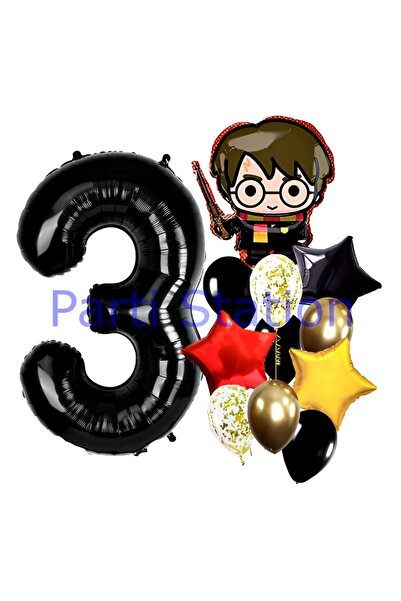 Parti Station Harry Potter 3 Yaş Balon Set Hogwarts Harry Potter Konsept Doğu...