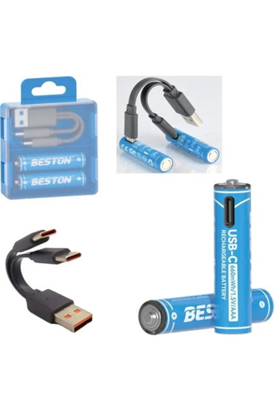 Beston Type-C USB Şarjlı AAA Pil