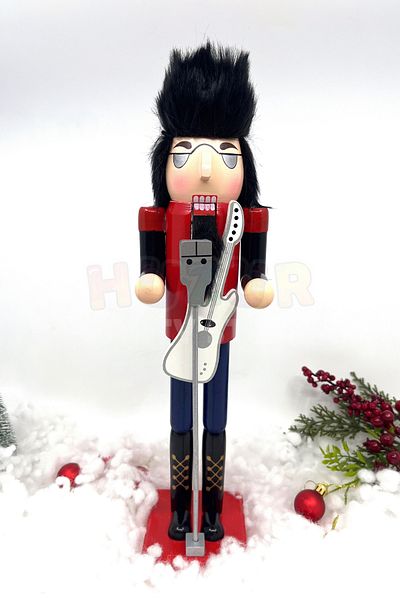 Huzur Party Store 40 εκ. Μεταλλικός Κιθαρίστας - Heavy Rocker Nutcracker Κιθάρα Lead Soldier Χειροποίητο