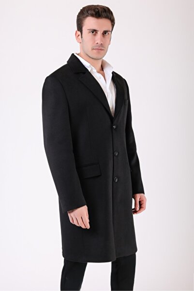 Leather Club Siyah Paris Kaşmir Kaban