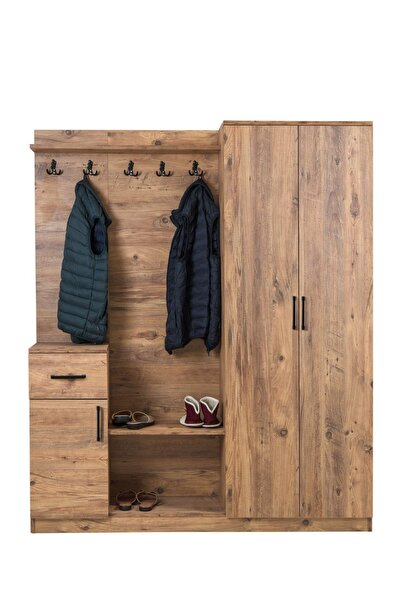 Moderniya Mobilya ARES 2 (İKİ) Kapılı Ceviz Elbise Askılığı Kapaklı Vestiyer,...