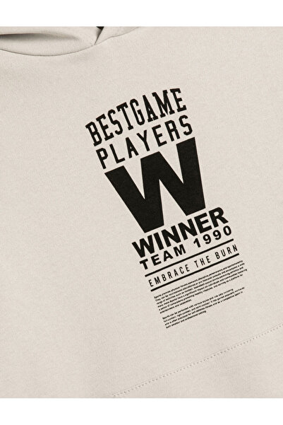 Koton Kapucnis pulóver Kenguru Pocket Sports Theme Print Részletes pamut