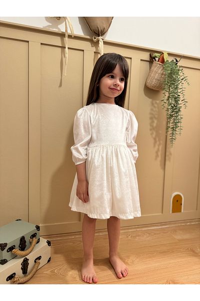 penu baby kids Φόρεμα για κοριτσάκι από εκρού γερμανικό βελούδο