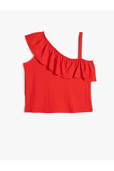 Koton Schlichtes rotes Mädchen-T-Shirt 3SKG10140AK