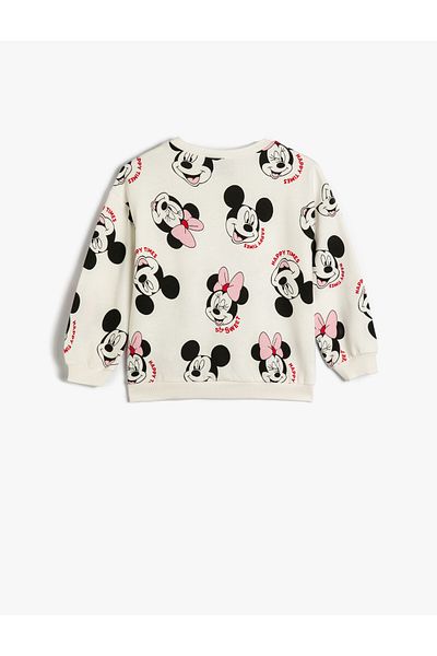 Koton Minnie Mouse Sweatshirt Licensed Long Sleeve Crew Neck Raised Cotton