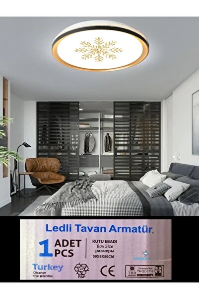 Gökyüzü Panel Kar tanesi Gold Led Avize, 3d Baskılı Tavan Lambası,LEDLİ TAVAN...