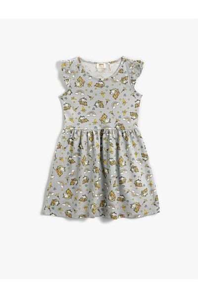 Koton Crew Neck Ruffle Cotton Unicorn Dress