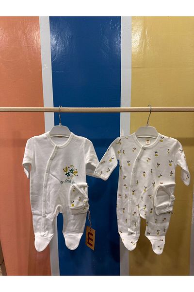 MİNİLOPPOO Jumpsuit 2-Piece Floral Printed Baby Set