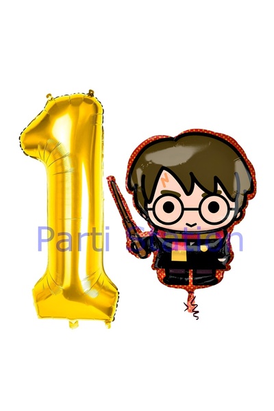 Parti Station Harry Potter 1 Yaş Altın Renk Rakam Balon Set Harry Potter Hogw...