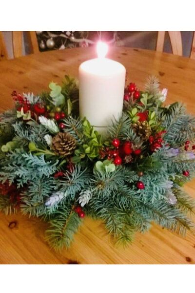 Elioure Suport pentru lumânări de Anul Nou - Decor de masă cu con de 25 cm, P...