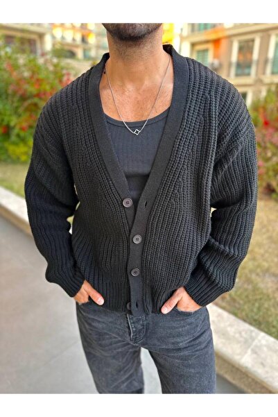 elkumoda Knitwear Patterned Cotton Cardigan - Shawl Collar, Non-Pilling, Butt...