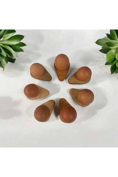 YAT Design & Crafts منظم بيض خشبي طبيعي عالي الجودة - 4 أطباق بيض، إفطار، مجم...