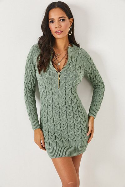 Cloudy Kids Rochie de damă din tricot împletit cu fermoar