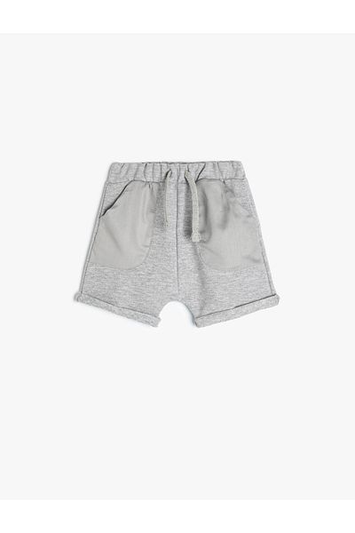 Koton Basic Shorts with Tie Waist Pockets and Parachute Pocket Detail